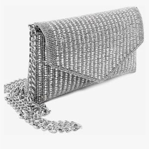 New Silver Rhinestone Bag with Chain